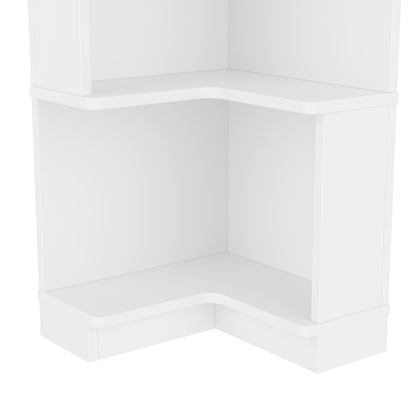 Eck Bücherregal,  L-förmiges Bücherregal, LED-Farbwechsel-Lichtleiste, Fernbedienung/App-Steuerung, weiß