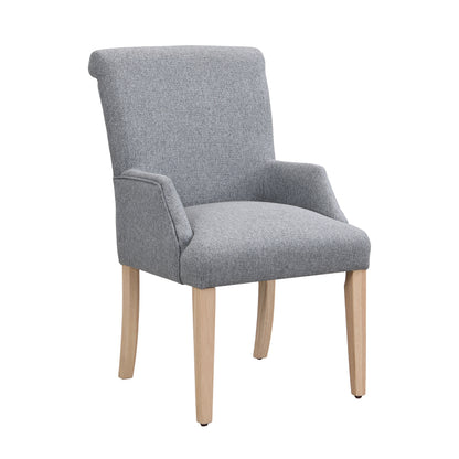 Esszimmerstuhl aus Leinen, 2er-Set, Küchenstuhl, Wohnzimmer-Loungesessel, Grau