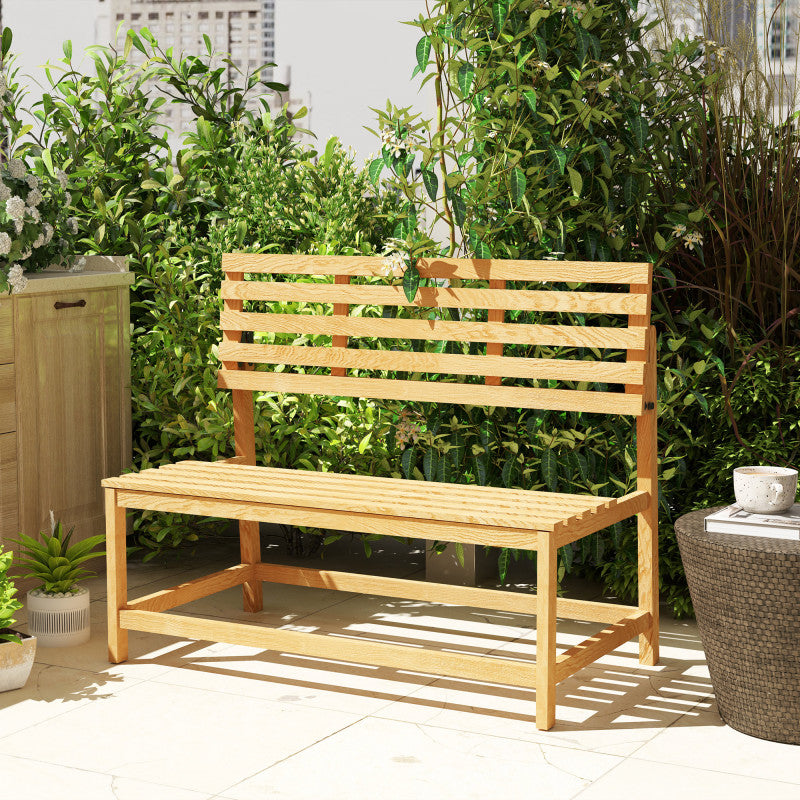 2-Sitzer Gartenbank Holz, wetterfest Sitzbank, Parkbank 240 kg belastbar, Holzbank für Balkon Terrasse, Garten, 110x61x89cm, Teak