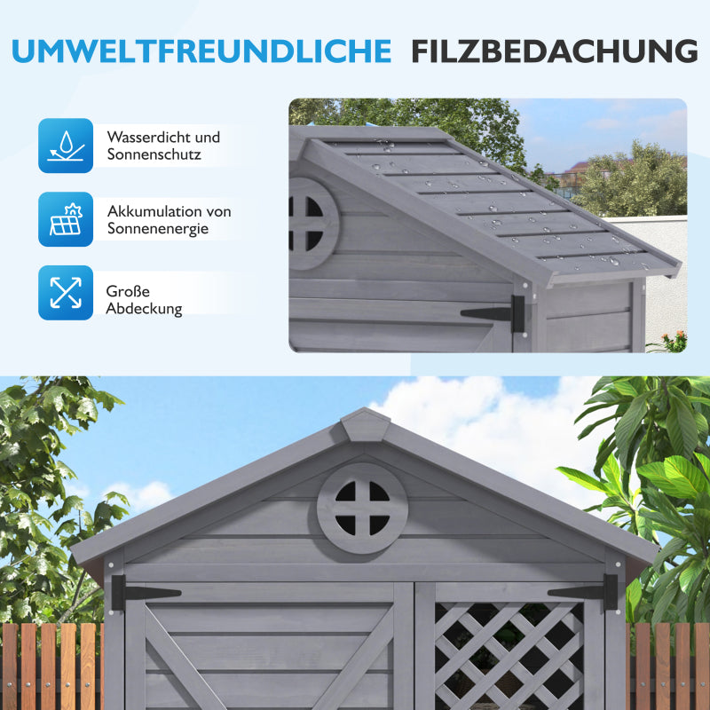 Outdoor Holz Gartenmöbel Aufbewahrungsschuppen, Werkzeughaus für Garten, Terrasse, verblassungsfrei, wetterfest, wartungsfrei, umweltfreundlich, sicher und geschützt, grau