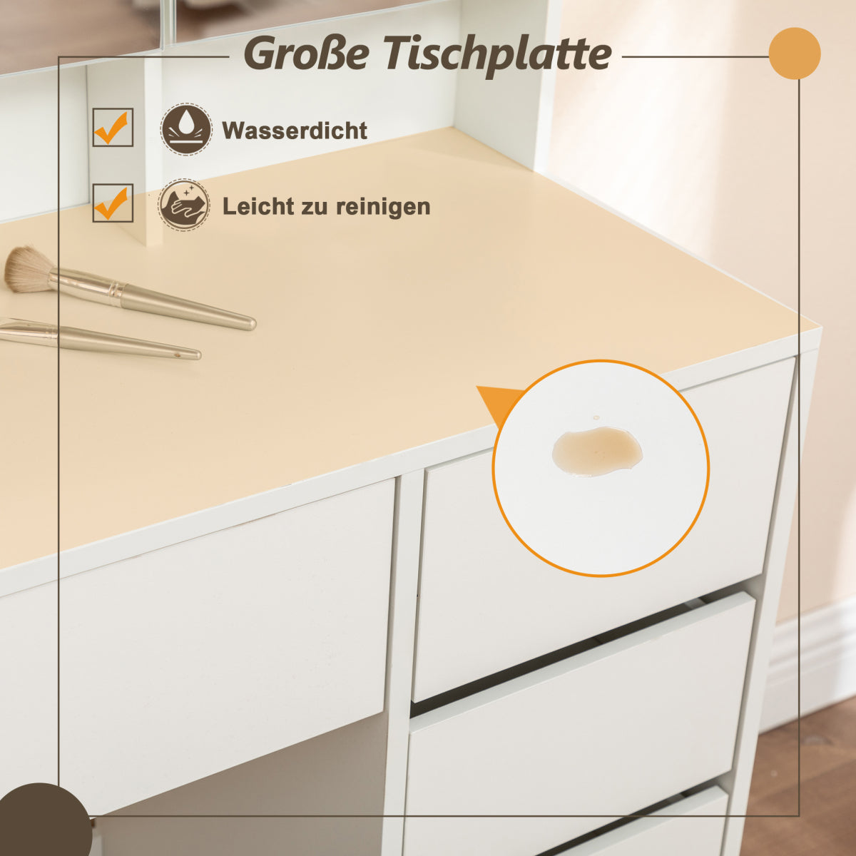 Schminktisch Frisiertisch Kosmetiktisch mit Hocker Beleuchtung Spiegel Weiß