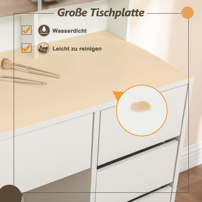 Schminktisch Frisiertisch Kosmetiktisch mit Hocker Beleuchtung Spiegel Weiß