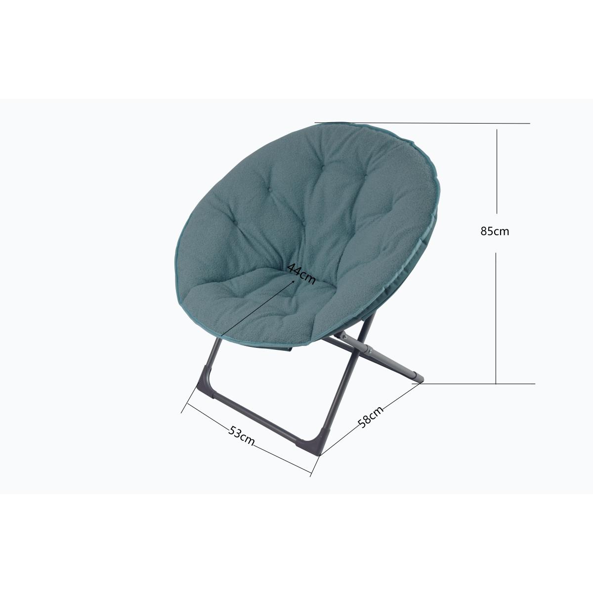 Klappbarer Moon Chair Schafwolle-Bezug, XXL, Traglast 110 kg, Platzsparend, Blue