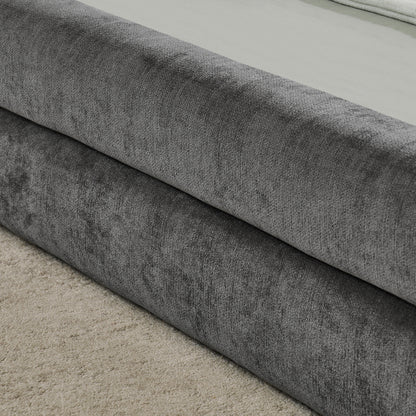 Einzelbett 90x200 cm, hautfreundlicher Chenille Stoff, komfortables Rückenlehne, auch als Kinderbett geeignet, Dark Gray (ohne Matratze)