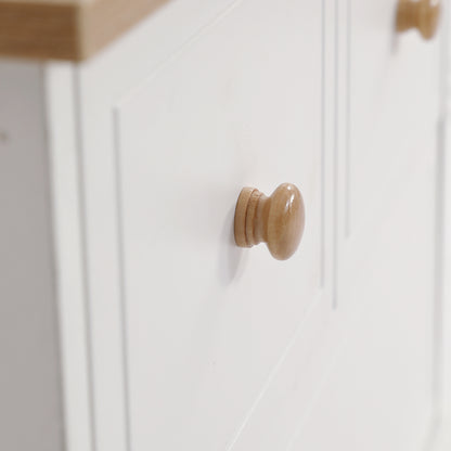 Nachttisch mit 2 Schubladen, geräuschlosen Gleitern, Schön gearbeitete Füße, Stauraum im Wohnzimmer und Schlafzimmer, MDF+Spanplatte, Weiß+Natur