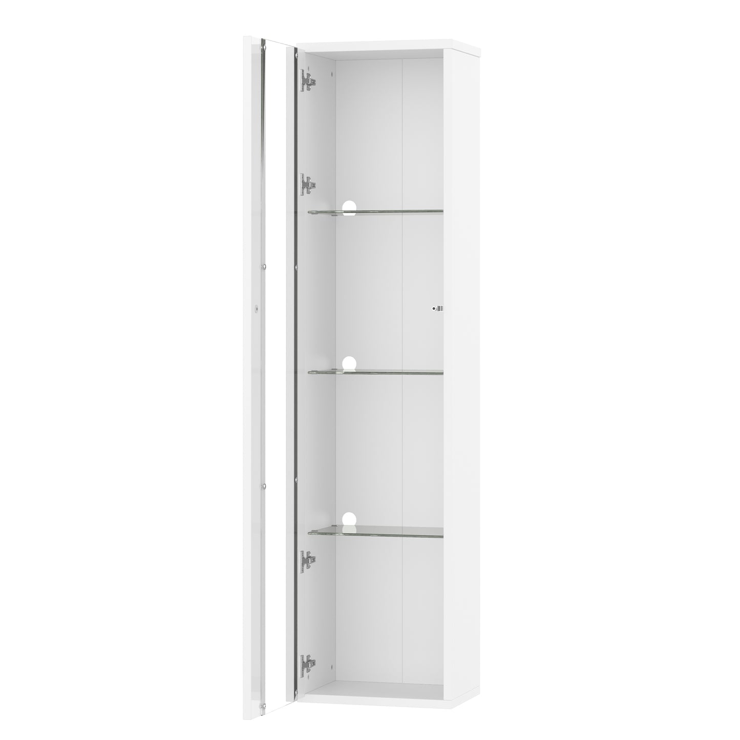 multifunktionale Vitrine, Glastrennwand, LED-Farbwechsel Licht, schlichtes Design, weiß