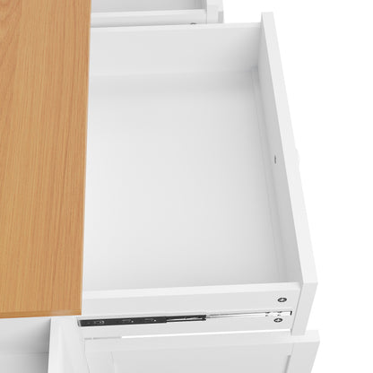 Speisewagen (134 x 46 x 92 cm), moderner und einfacher weißer Speisewagen, kombiniertes Schubladen-Aufbewahrungsschrank-Design, mobiles und festes Dual-Use-Design, geeignet für Privat- und Gewerbeküch