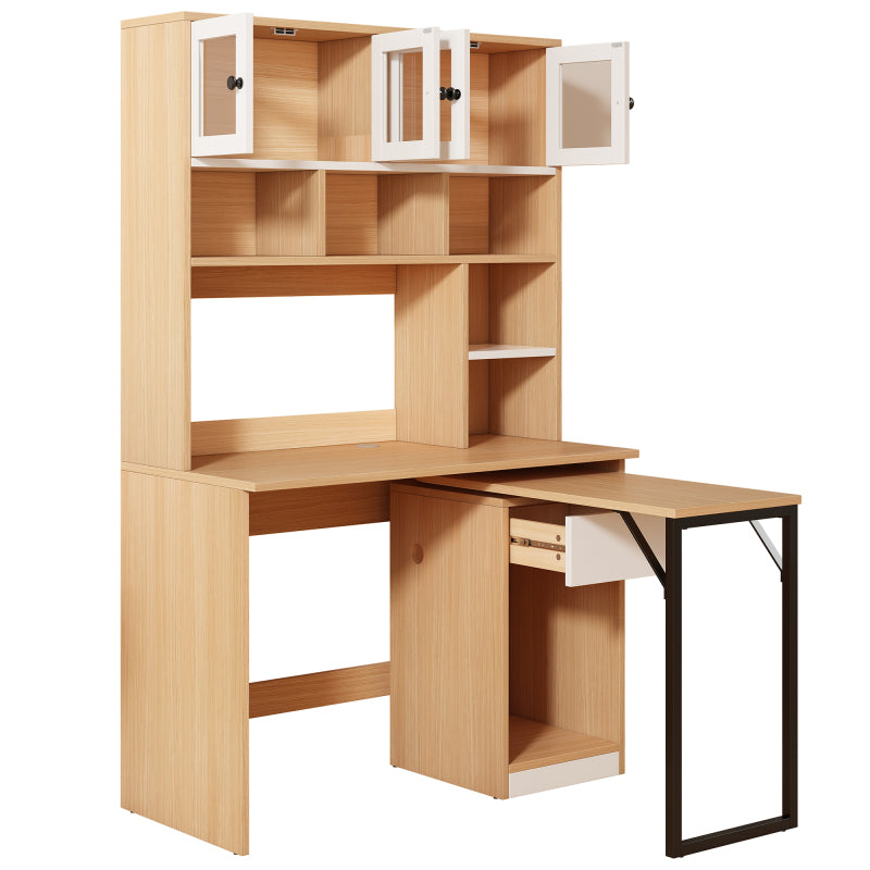 Computertisch,Regal-Schreibtisch,Schrankschreibtisch Arbeitstisch, Schrankschreibtisch,Weiß Natur 180cm
