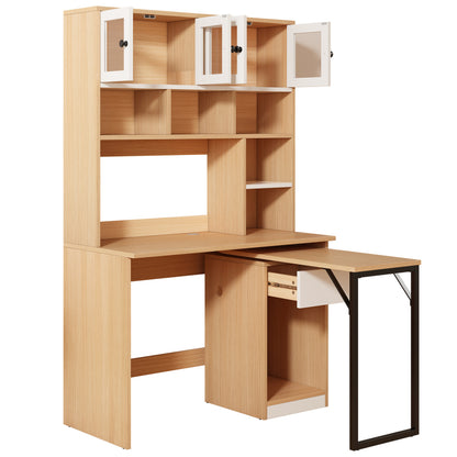 Computertisch,Regal-Schreibtisch,Schrankschreibtisch Arbeitstisch, Schrankschreibtisch,Weiß Natur 180cm