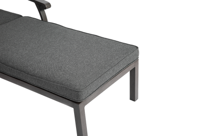 Lounge Patio Chair with Cotton Cushion, Adjustable Reclining Rust-Resistant Aluminum  Poolside Chaise Lounge Furniture, Waterproof Grey Cushion (1pc)
