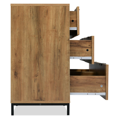 Kommode, Sideboard mit 6 Schubladen, 120 x 40 x 76 cm in Dunkle Eiche, Sideboard Highboard für Schlafzimmer & alle Wohnräume