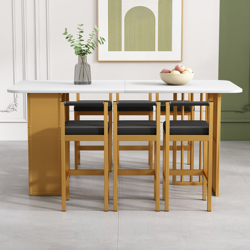 Essgruppe, (Set mit Esstisch, 6 Stühlen), Weiß und Gold