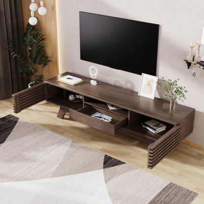 TV-Schrank mit einer Schublade und zwei Türen, TV-Möbel, TV-Panel, TV-Lowboard, TV-Schrank. Einzigartiges Design, Vintage-Holzfarbe.