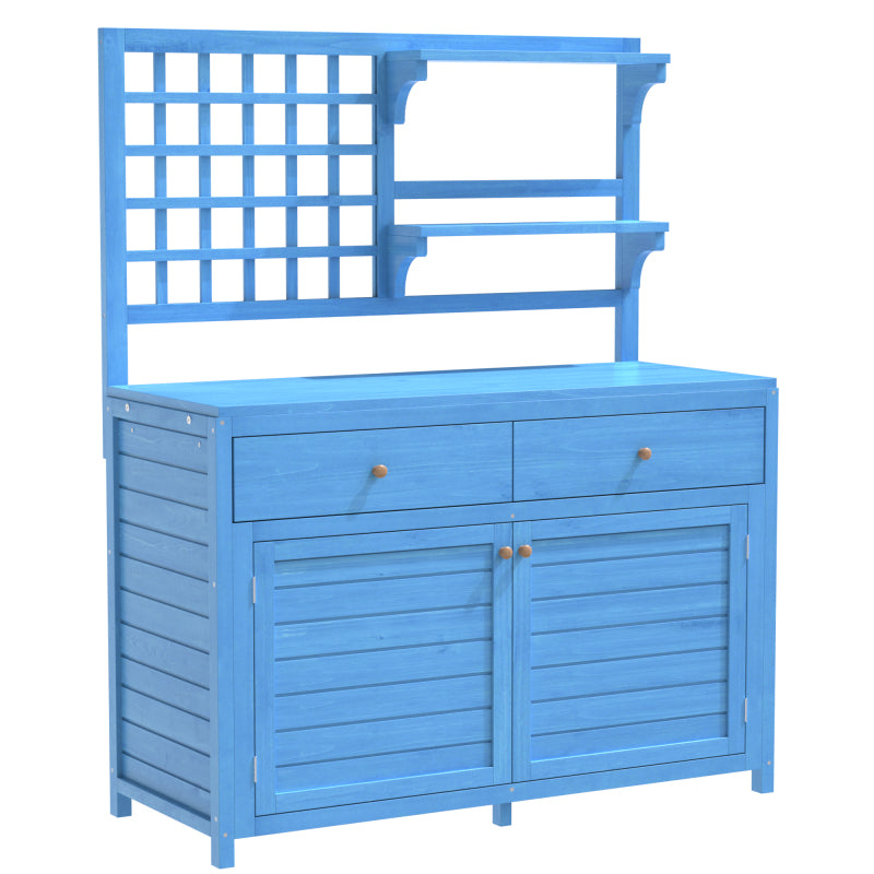 Holz Gartenschrank,Gartenschrank mit Regalen  Outdoor Schrank, Gartenschrank Geräteschuppen Terrassenschrank, Balkonschrank, Gerätehaus, Garten Möbel, Blau