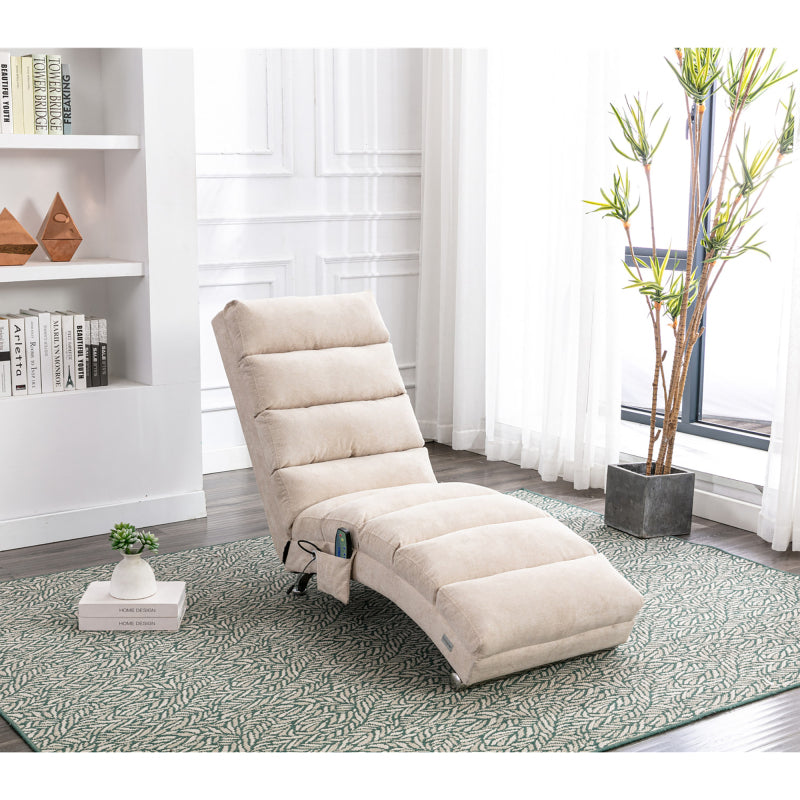 Sackleinen Massage Chaise Lounge Indoor mit Fernbedienung, Ergonomische elektrische Massage Long Lounger mit 5 Modi für Büro, Wohnzimmer, Schlafzimmer (Senfgelb)
