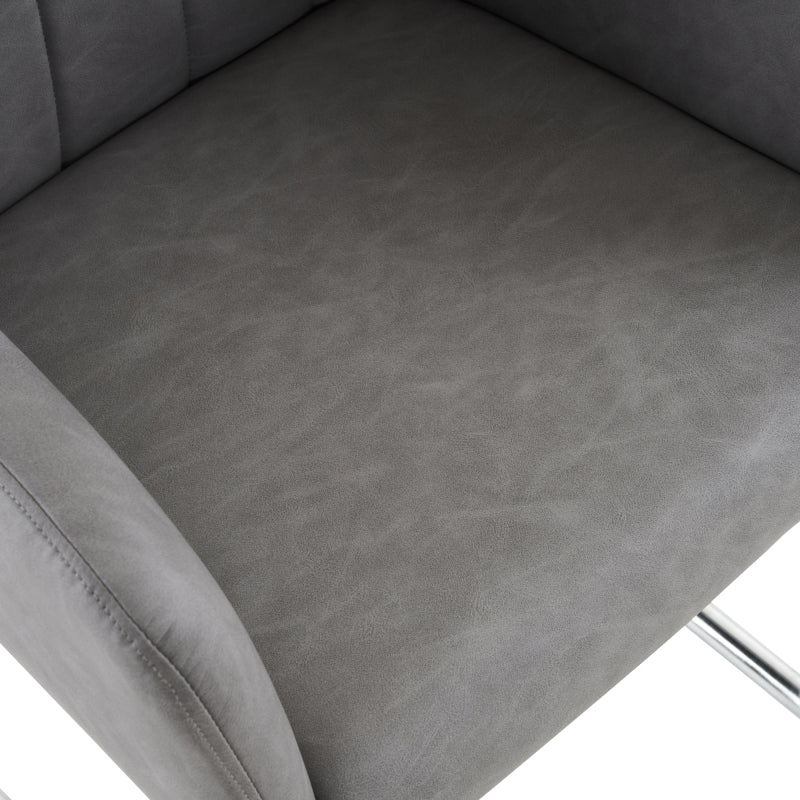 2er Set Esszimmerstühle mit vertikalen Streifen, Kunstleder, grau