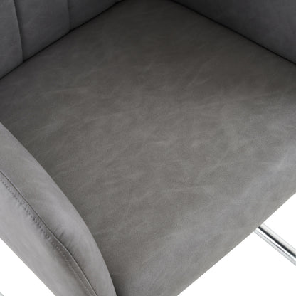 2er Set Esszimmerstühle mit vertikalen Streifen, Kunstleder, grau