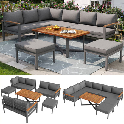 Gartenlounge-Set für 7-8 Personen, Gartenmöbel, Gartenmöbel Set für Garten, Balkon, Terrasse, wetterfest Sitzgruppe Essgruppe, Moderne Gartengarnitur,Gartenmöbelset mit Gestell aus verzinktem Eisen