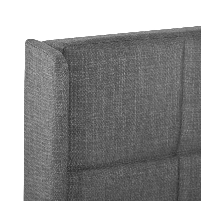 Modernes Design Polsterbett Mit seinem gepolstertes Kopfteil Einzelbett mit Lattenrost, 90x200cm ,in Grau Leinen, mittelfest (Ohne Matratze)