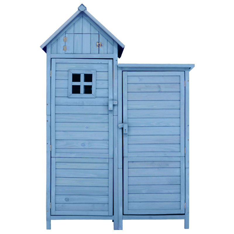 Gerätehaus Gartenschrank Geräteschuppen Geräteschrank, BxT: 118x54 cm, 118 x 54 x 173 cm (BxTxH), wetterfest, Holz, Blau, PVC-Dach (Set, 1 St., 1 x Geräteschrank)