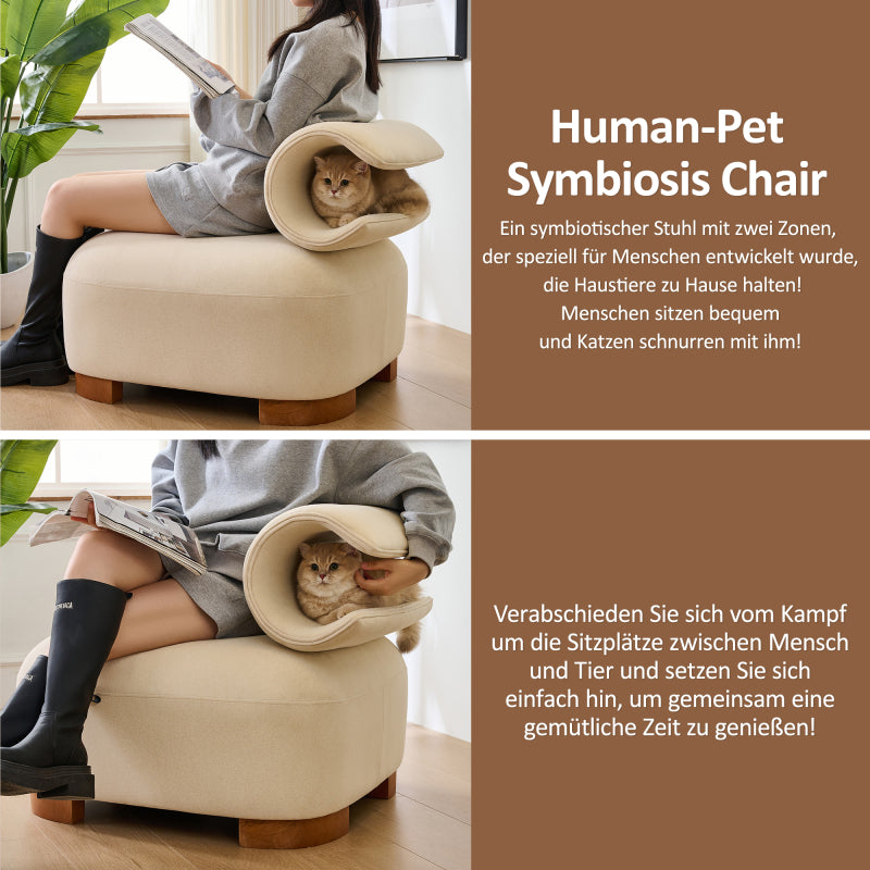 Mehrzweck-Sofa mit Katzenhöhle - haustierfreundlicher Futon für Wohn- und Schlafzimmer, Design für Mensch und Katze, Einsitzer-Sofa