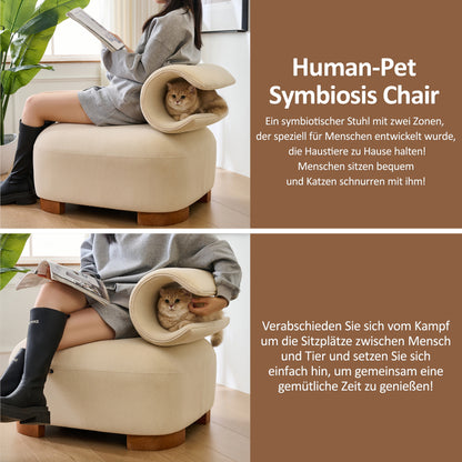 Mehrzweck-Sofa mit Katzenhöhle - haustierfreundlicher Futon für Wohn- und Schlafzimmer, Design für Mensch und Katze, Einsitzer-Sofa