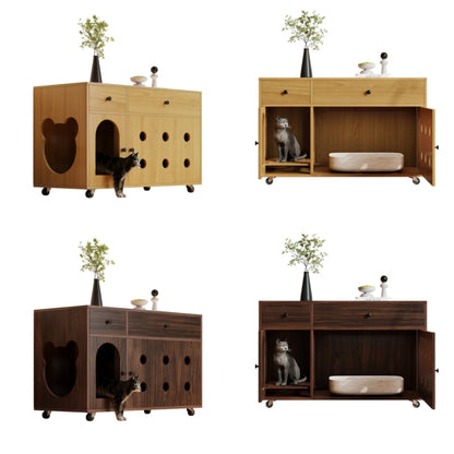 Katzenschrank/Katzenhaus mit abnehmbare Sandablassplatte, geruchsisoliert, ohne Katzenklo, 100×45×66 cm (Naturholzfarbe, Gelbmaplefarbe)