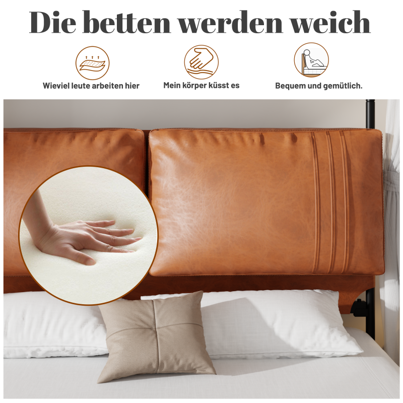High-End-leichte Luxus Stil mit zwei Leder-Weich Kissen, ausgestattet mit 4 abnehmbaren, zweizweckigen Lederbett, kein Boxfeder 160*200