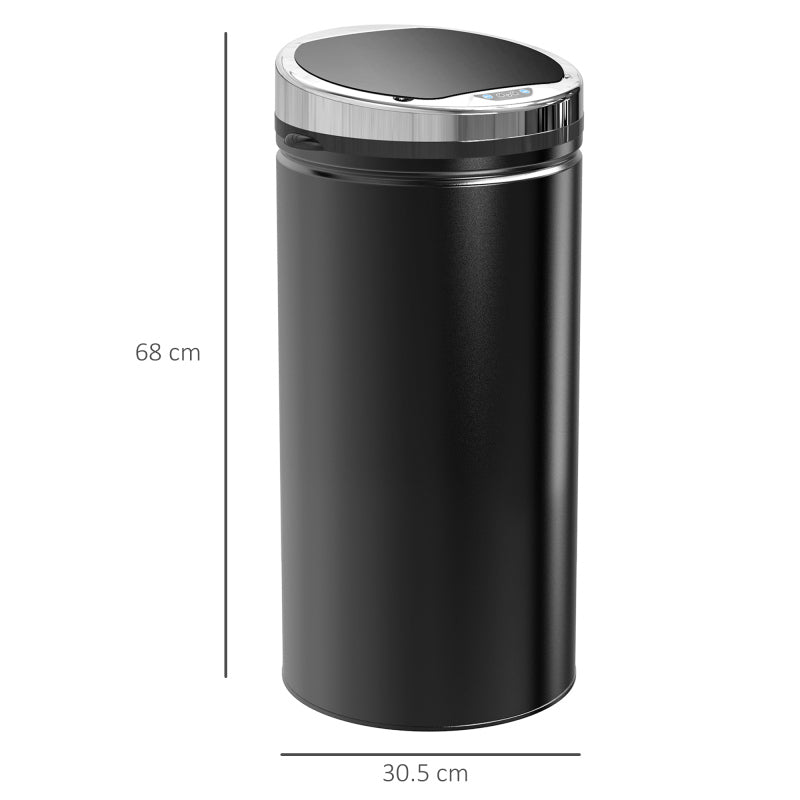 Sensor Mülleimer 42L, Elektrisch Automatischer Abfalleimer mit Deckel, Rostfrei, für Bad, Büro, Küche, Esszimmer, Stahl, Schwarz