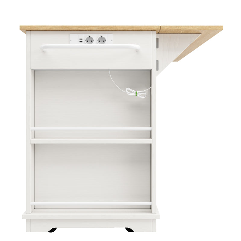 Kücheninsel, Küchenwagen mit Steckdosenleiste ausgestattet, Küchenschrank, Servierwagen mit arbeitsplatte, buffetschrank, Speisewagen mit Holzmaserung, buffetschrank,weiß