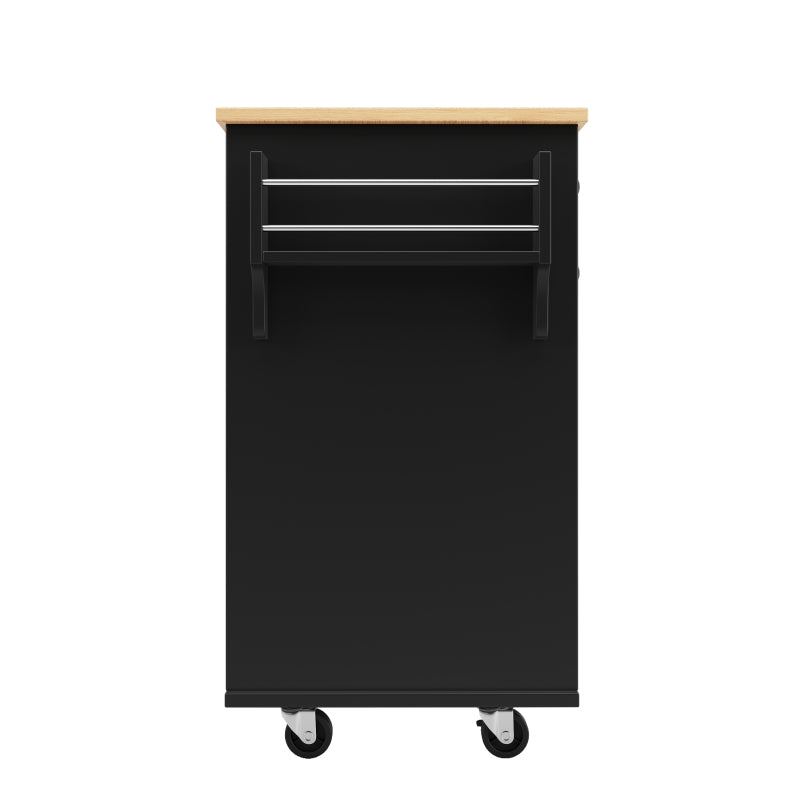 Moderne Kücheninsel (127×46×91,5cm) Küchenschrank Essschrank mit Holzmaserung Esswagen mit multifunktionalem Stauraum und herausnehmbaren Trennwänden, schwarz