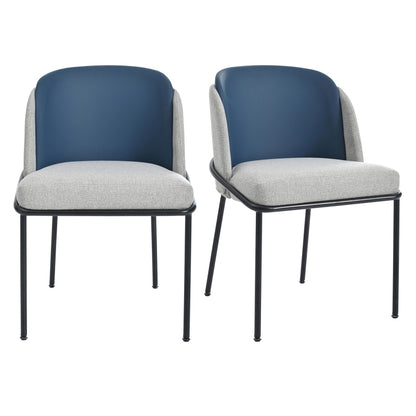 2 St Moderner Stuhl, Ideal für Wohnzimmer, Offene Bürofläche, Esszimmer, Grau+Marine