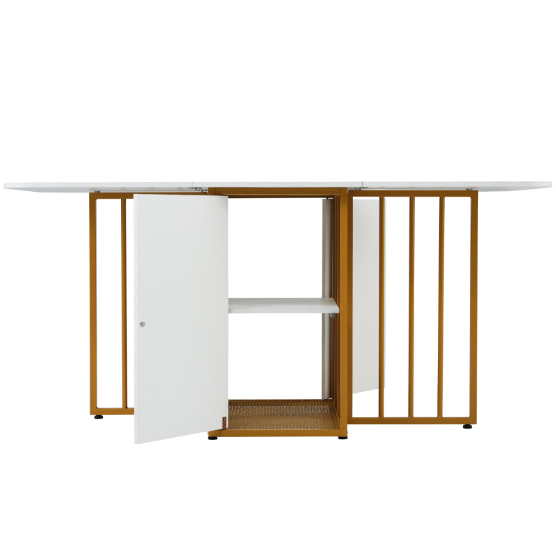 Essgruppe, (Set mit Esstisch, 6 Stühlen), Weiß und Gold