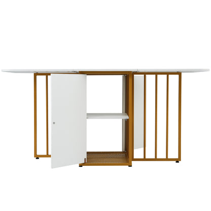 Essgruppe, (Set mit Esstisch, 6 Stühlen), Weiß und Gold