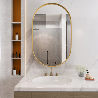 Stylish Arched Mirror Cabinet, Recessed Medicine Cabinet, Wall Cabinet with Metal Framed, Mirror and Adjustable Shelves, Mirror Cabinet with Storage for Bathroom, Living Room and Bedroom, Black