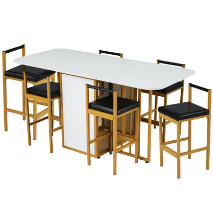 Essgruppe, (Set mit Esstisch, 6 Stühlen), Weiß und Gold