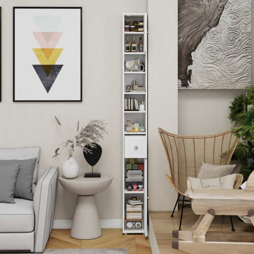 Badschrank Schmal Weiß 20x20cm, Nischenschrank 180 cm hoch