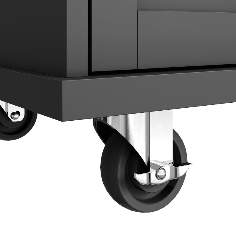 Speisewagen (134 x 46 x 92 cm), moderner und einfacher schwarzer Speisewagen, Schubladen-Aufbewahrungsschrank-Kombination, mobiles und festes Dual-Use-Design, geeignet für Heimküchen