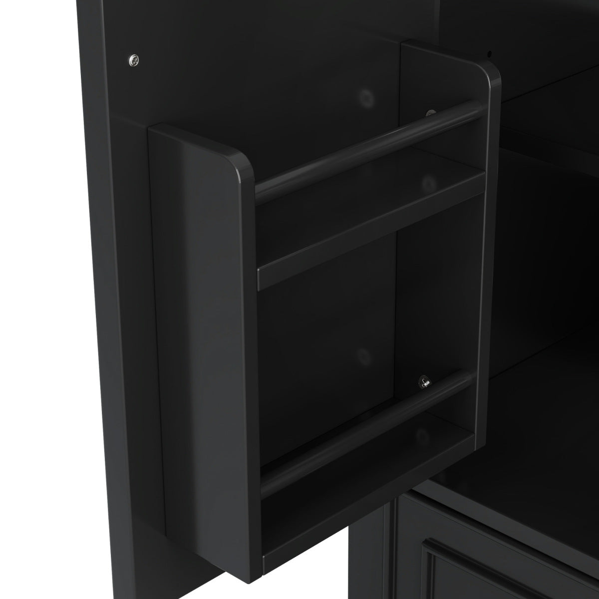 Badezimmerschrank 73x45x87 cm, MDF & Massivholzbeine, feuchtigkeitsbeständig, viel Stauraum, integriertes Keramikwaschbecken, Schwarz