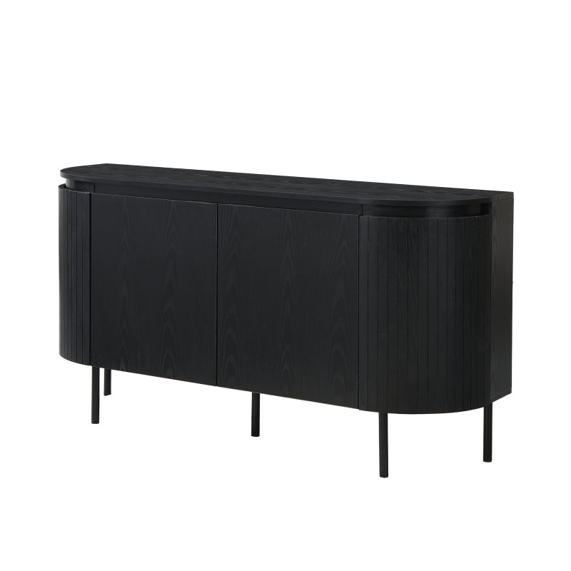 Moderner Bogenförmiger Sideboard mit verstellbaren Regalen und Metallbeinen, ideal für Wohnzimmer und Esszimmer (Schwarz)