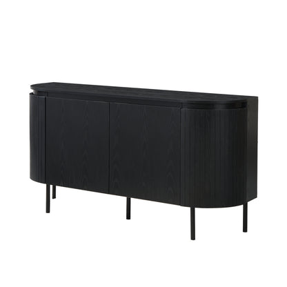 Moderner Bogenförmiger Sideboard mit verstellbaren Regalen und Metallbeinen, ideal für Wohnzimmer und Esszimmer (Schwarz)