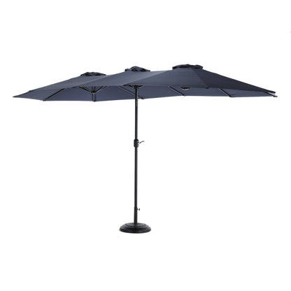 14.8 Ft Double Sided Outdoor Umbrella Rectangular Large with Crank (Navy blue)(No Base)