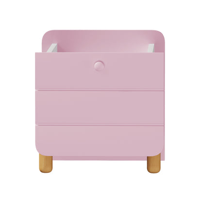 Nachttisch mit 1 Schublade, geräuschlose Auszüge mit Einlegeböden, feine holzfarbene Füße, Stauraum im Wohn- und Schlafzimmer, einzigartiges und minimalistisches Design, Rosa