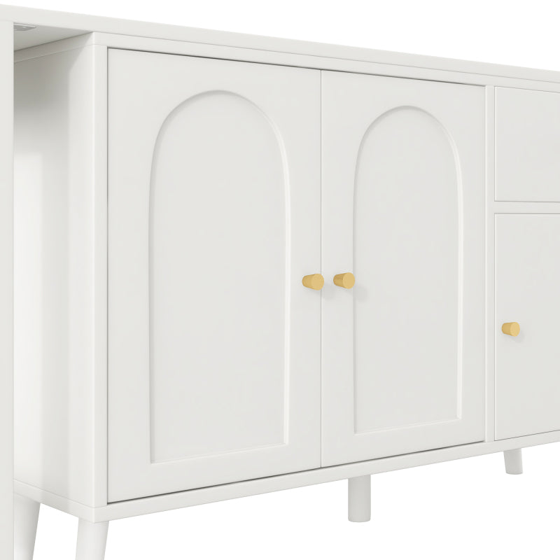Multifunktionaler 2 in 1 Schreibtisch und Sideboard – 360° drehbar, 3 Türen 1 Schublade, Eckschreibtisch, Frisiertisch, Schreibtisch,Sideboard