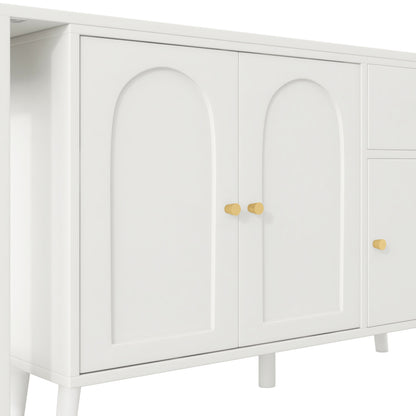 Multifunktionaler 2 in 1 Schreibtisch und Sideboard – 360° drehbar, 3 Türen 1 Schublade, Eckschreibtisch, Frisiertisch, Schreibtisch,Sideboard