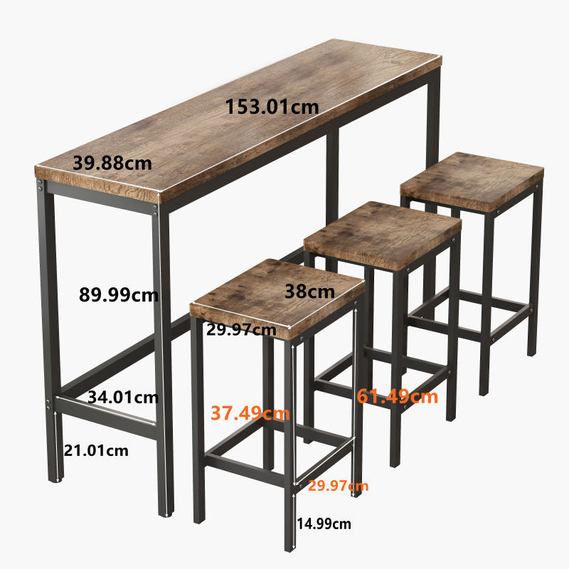 Modern Design Kitchen Dining Table, Pub Table, Long Dining Table Set with 3 Stools, Easy Assembly, Natural