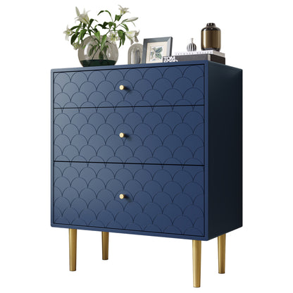 [NEW] Schubladenkommode Kommode mit 3 Schubladen, Sideboard Highboard für Schlafzimmer & alle Wohnräume,Marineblau-H89/B75/T40 cm