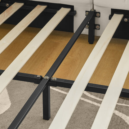 Doppelbett 160×200 cm aus Samt mit hoher Rückenlehne, stabiles Bettgestell aus Holz & Metall, ideal für Schlafzimmer & Familienzimmer, Beige (ohne Matratze)