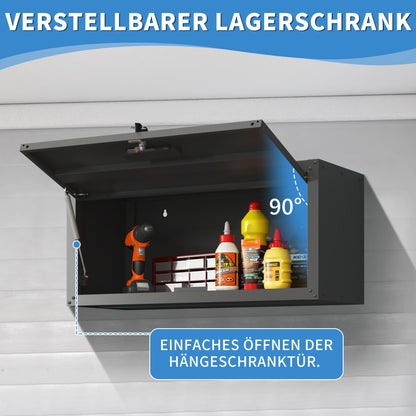 Vielseitiger Metall-Wandschrank, wandmontierter Nutzschrank mit verschließbarer Tür, aufgehängtes Stahlwerkzeugkabinett, Geeignet für Garage, Keller, Werkstatt und Küche, H34,5 cm × B75 cm × T30 cm