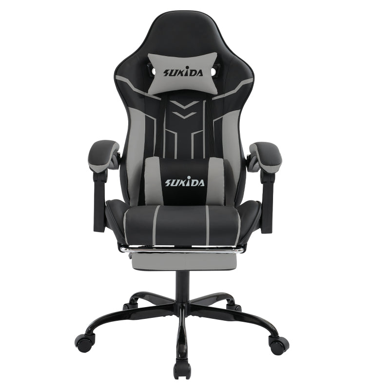 Gaming Stuhl Computerstuhl Ergonomischer Gaming Chair mit Fußstütze Bürostuhl Ergonomischer Computerstuhl mit Lendenwirbelstütze, Mintgrün